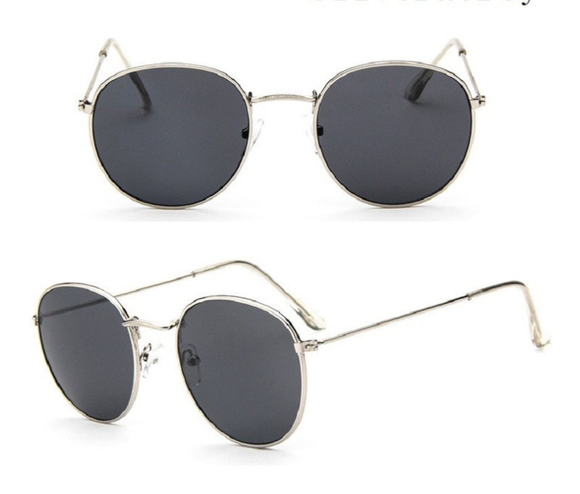 Women Retro Sunglasses - Trendy Tinted UV Protection - Silver + Grey