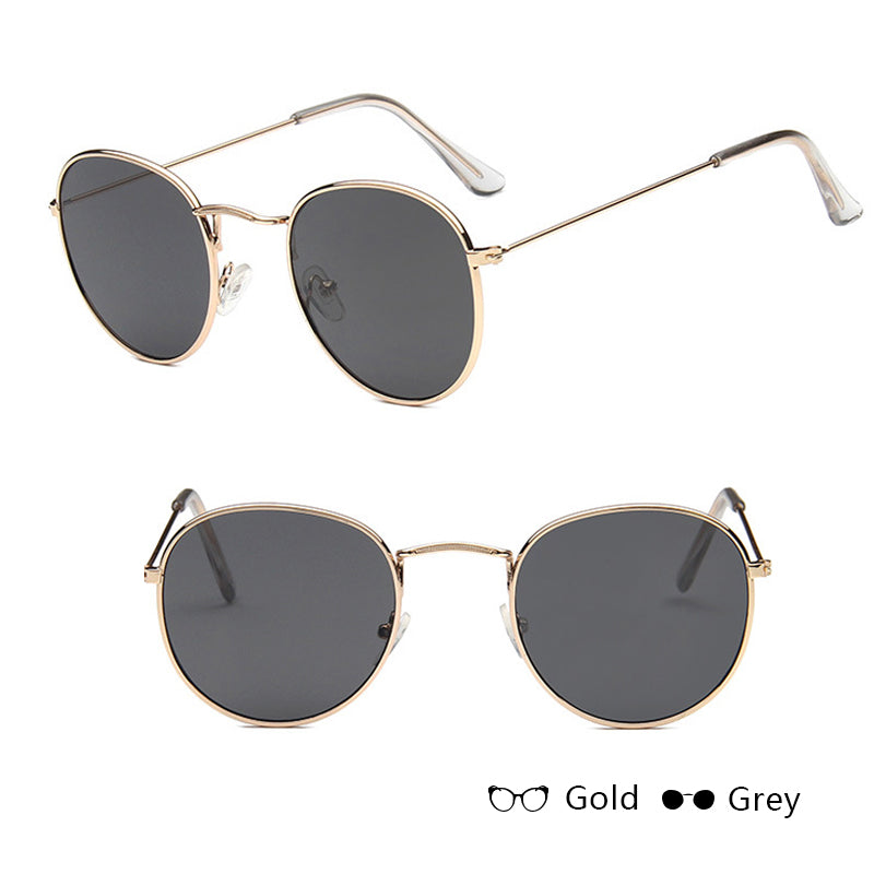 Women Retro Sunglasses - Trendy Tinted UV Protection - Gold + Gray