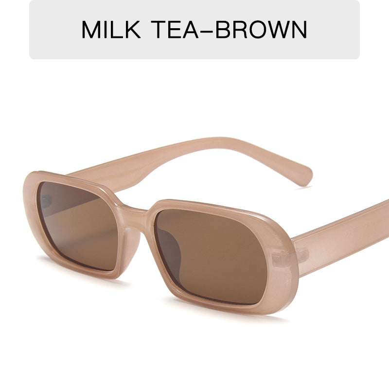 Retro Candy Color Sunglasses - Vibrant UV Protection - Milk Tea Color
