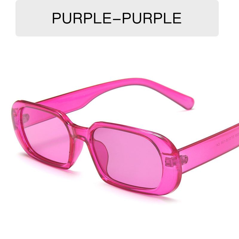 Retro Candy Color Sunglasses - Vibrant UV Protection - Purple