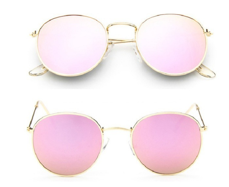 Women Retro Sunglasses - Trendy Tinted UV Protection - Gold + Pink