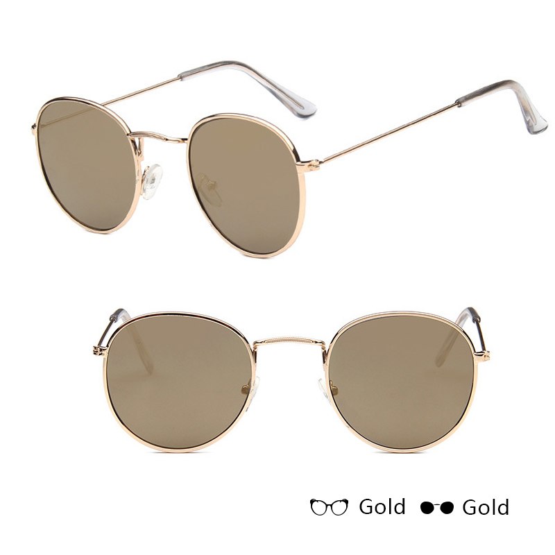 Women Retro Sunglasses - Trendy Tinted UV Protection - Gold + Gold