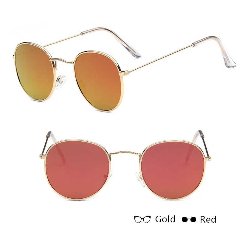 Women Retro Sunglasses - Trendy Tinted UV Protection - Gold + Red