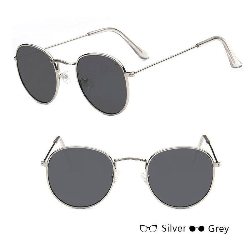 Women Retro Sunglasses - Trendy Tinted UV Protection - Silver + Gray