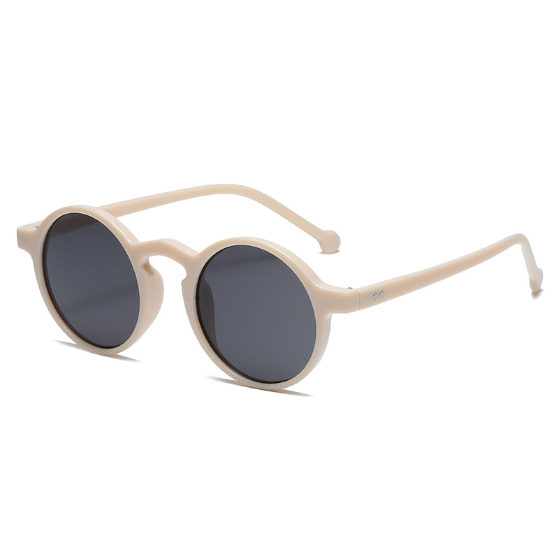 Stylish UV Protection: Small Round Frame Sunglasses - Beige