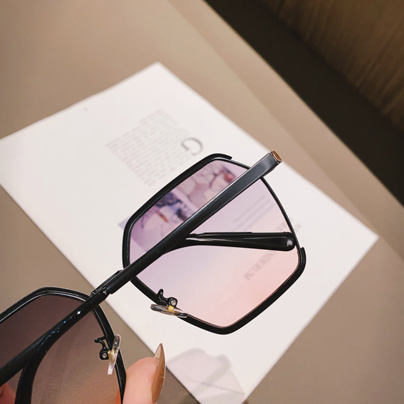 Vintage Half-Frame Oversized Sunglasses - Trendy & Protective