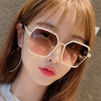 Vintage Half-Frame Oversized Sunglasses - Trendy & Protective