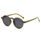 Stylish UV Protection: Small Round Frame Sunglasses - Dark green