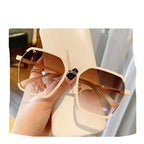 Vintage Half-Frame Oversized Sunglasses - Trendy & Protective